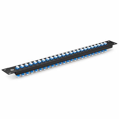 FyberOptix FHUA 1U 19'' Fiber Adapter Panel, 48 Fibers OS2 Single Mode, 24 x LC UPC Duplex (Blue) Adapter, Ceramic Sleeve