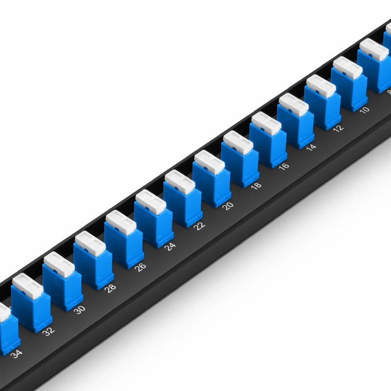 FyberOptix FHUA 1U 19'' Fiber Adapter Panel, 48 Fibers OS2 Single Mode, 24 x LC UPC Duplex (Blue) Adapter, Ceramic Sleeve
