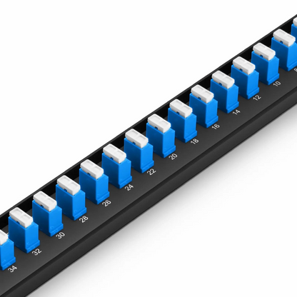 FyberOptix FHUA 1U 19'' Fiber Adapter Panel, 48 Fibers OS2 Single Mode, 24 x LC UPC Duplex (Blue) Adapter, Ceramic Sleeve