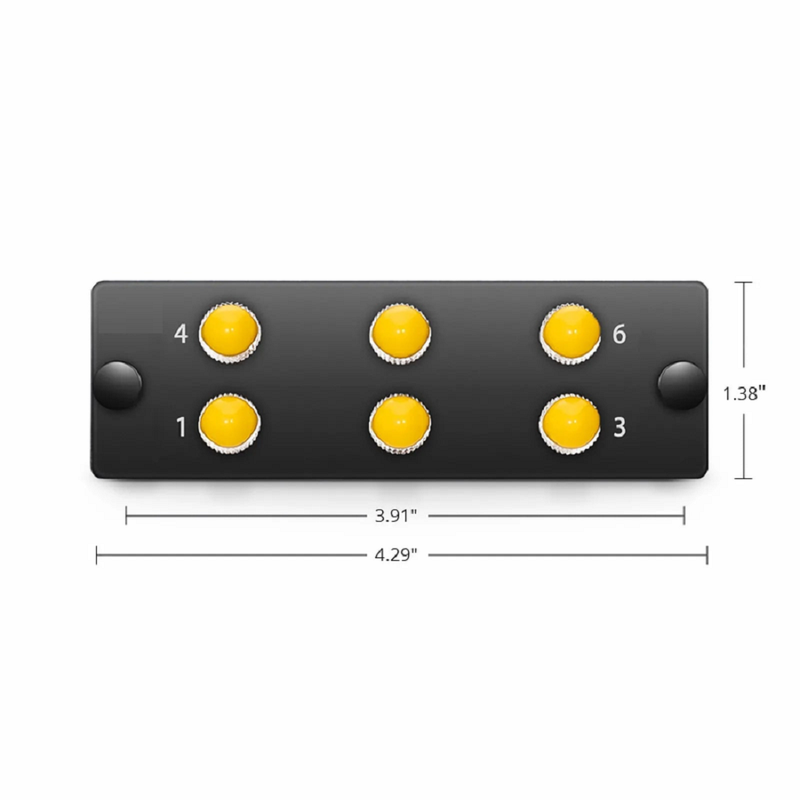 FyberOptix FHDA Fiber Adapter Panel, 6 Fibers OM3/OM4 Multimode, 6 x ST Simplex (Plated) Adapter, Ceramic Sleeve