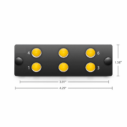 FyberOptix FHDA Fiber Adapter Panel, 6 Fibers OM3/OM4 Multimode, 6 x ST Simplex (Plated) Adapter, Ceramic Sleeve