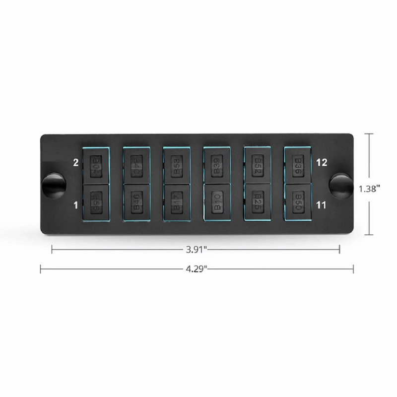 FyberOptix FHDâ„¢ Fiber Adapter Panel, 12 Fibers OM4 Multimode, 6 x SC UPC Duplex (Aqua) Adapter, Ceramic Sleeve