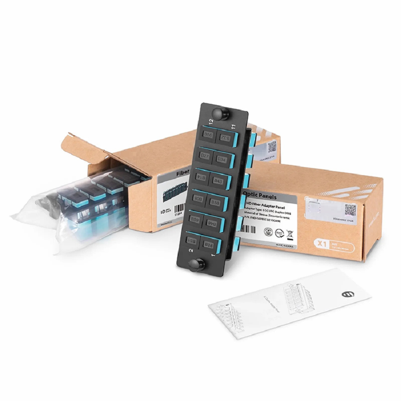 FyberOptix FHDâ„¢ Fiber Adapter Panel, 12 Fibers OM4 Multimode, 6 x SC UPC Duplex (Aqua) Adapter, Ceramic Sleeve