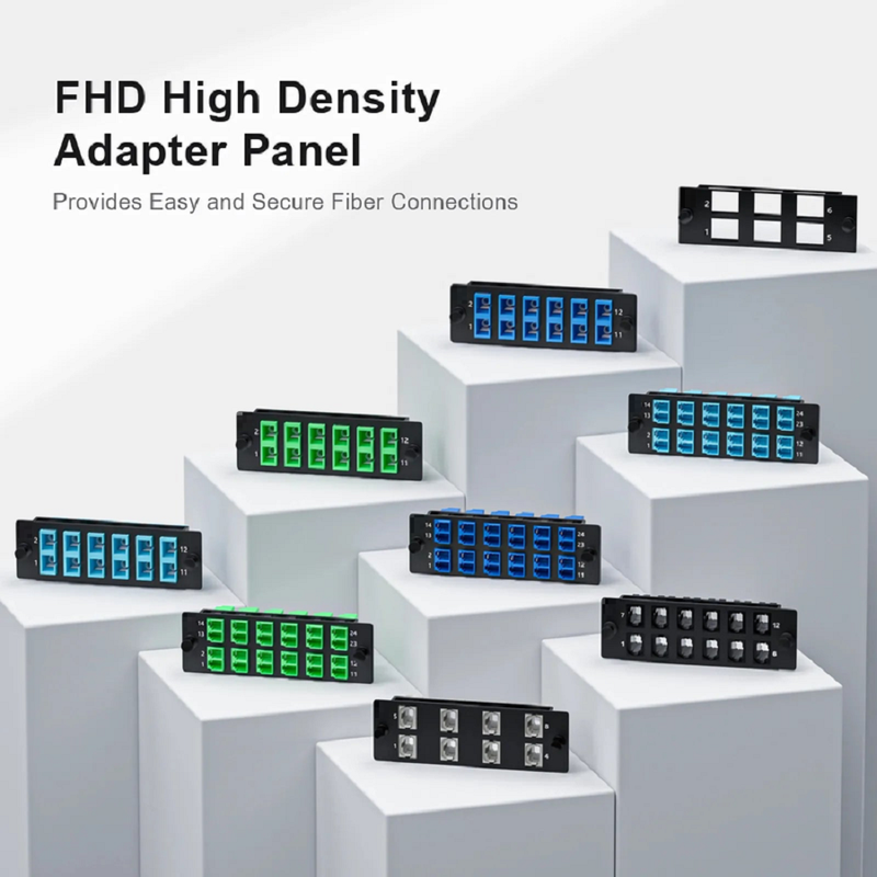 FyberOptix FHDâ„¢ Fiber Adapter Panel, 12 Fibers OM4 Multimode, 6 x SC UPC Duplex (Aqua) Adapter, Ceramic Sleeve