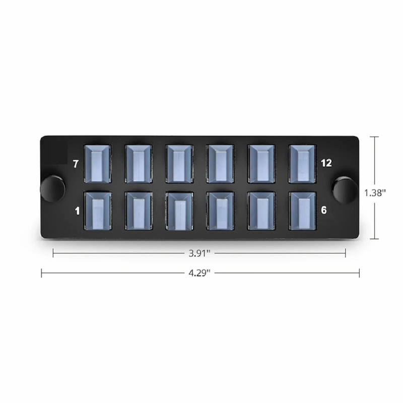 FyberOptix FHDA Adapter Panel, 12 Fibers OS2 Single Mode, 12 x LSH APC Simplex (Green) Adapter, Ceramic Sleeve