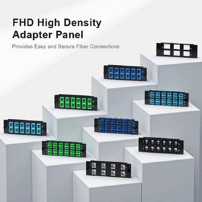 FyberOptix FHDA Fiber Adapter Panel, 24 Fibers OS2 Single Mode, 12 x LC UPC Duplex (Blue) Adapter, Ceramic Sleeve