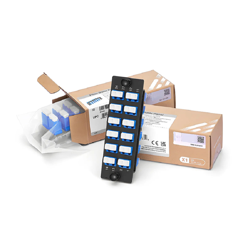 FyberOptix FHDA Fiber Adapter Panel, 24 Fibers OS2 Single Mode, 12 x LC UPC Duplex (Blue) Adapter, Ceramic Sleeve