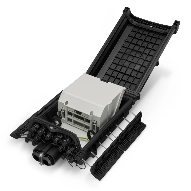 FyberOptix Fully Pre-Terminated Fiber Distribution Hub Box for Quick ODN, 1 Uncut Port, 13 SC/APC Hardened Adapters, Mechanical Seal, Supports 1:2/1:4/1:8 Mini Splitters, PP+GF, IP68, Wall/Pole/Aerial Mount, Indoor/Outdoor