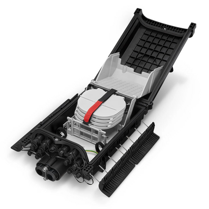FyberOptix Fully Pre-Terminated Fiber Distribution Hub Box for Quick ODN, 1 Uncut Port, 13 SC/APC Hardened Adapters, Mechanical Seal, Supports 1:2/1:4/1:8 Mini Splitters, PP+GF, IP68, Wall/Pole/Aerial Mount, Indoor/Outdoor