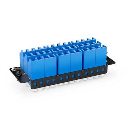 FyberOptix FHDA Fiber Adapter Panel, 36 Fibers OS2 Single Mode, 18 x Shuttered LC UPC Duplex (Blue) Adapter, Ceramic Sleeve