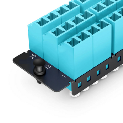FyberOptix FHDA Fiber Adapter Panel, 36 Fibers OS2 Single Mode, 18 x Shuttered LC UPC Duplex (Blue) Adapter, Ceramic Sleeve