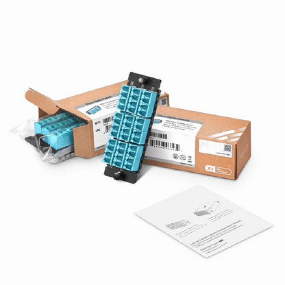 FyberOptix FHDA Fiber Adapter Panel, 36 Fibers OS2 Single Mode, 18 x Shuttered LC UPC Duplex (Blue) Adapter, Ceramic Sleeve