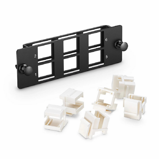 FyberOptix FHDâ„¢ 6-Port Multimedia Copper/Fiber Modular Panel with 6 x Plastic Clips