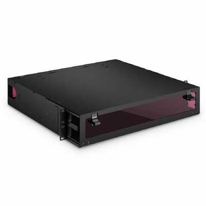 FyberOptix FHDA High Density 2U Rack Mount Enclosure Unloaded, Sliding Drawer, Holds up to 8 x FHDA Cassettes, Panels or Splice Trays, 288 Fibers (LC)