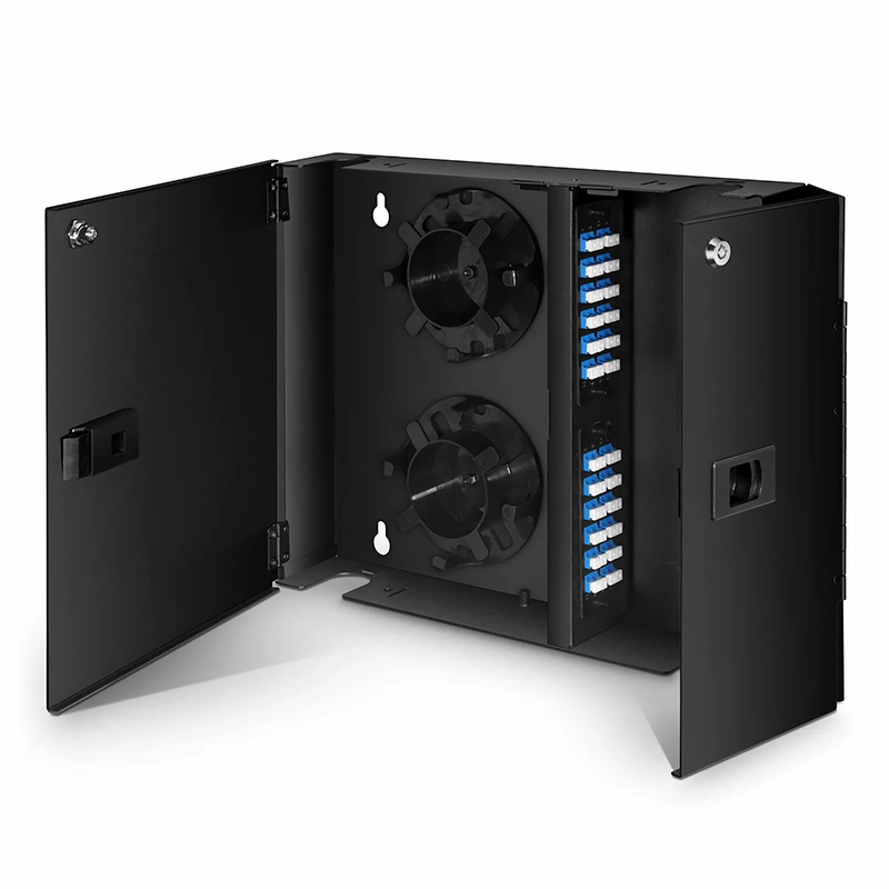 FyberOptix FHDâ„¢ Wall Mount Enclosure Unloaded, 2 Ports, Holds up to 2 x FHDâ„¢ Cassettes or Panels, 2 x Splice Trays, 48 Fibers (LC)