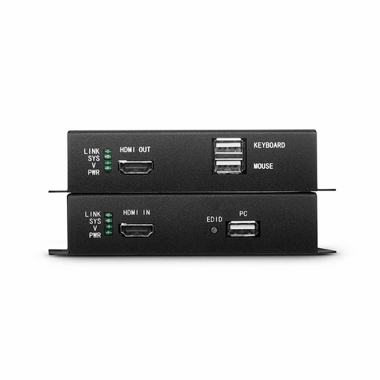 FyberOptix 4K HDMI USB2.0 KVM Extender Set with Audio and EDID over LC Fiber Optic Cable for 10km, 3840x 2160@30Hz, with Pre-installed SFP+ Modules