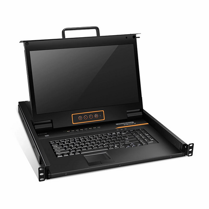 FyberOptix 8-Port Cat5 1U Rack-Mount KVM Over IP Switch with 17" Full HD LCD, 8 x RJ45 to VGA Interface Modules Included
