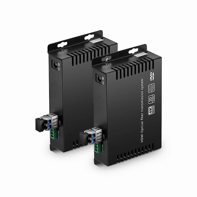 FyberOptix 4K HDMI USB2.0 KVM Extender Set with Audio and EDID over LC Fiber Optic Cable for 10km, 3840x 2160@30Hz, with Pre-installed SFP+ Modules