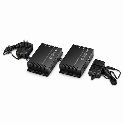 FyberOptix 4K HDMI USB2.0 KVM Extender Set with Audio and EDID over LC Fiber Optic Cable for 10km, 3840x 2160@30Hz, with Pre-installed SFP+ Modules