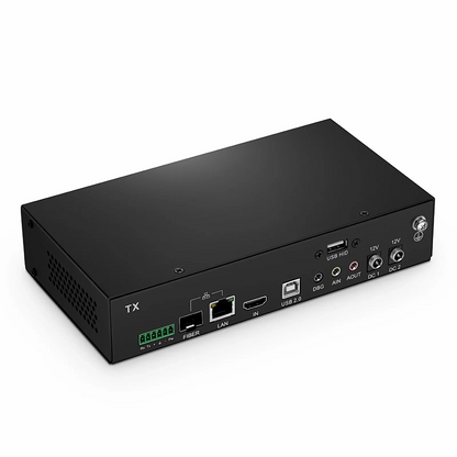 FyberOptix 4K HDMI USB HID IP KVM Matrix Transmitter Set with Audio and EDID over Fiber Optic Cable for 20km and Cat5e/6/6a/7 for 120m, 3840x2160@60Hz