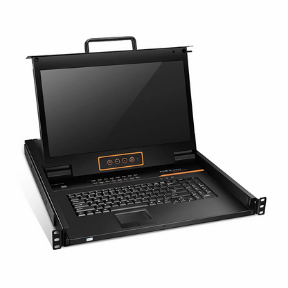 FyberOptix 16-Port Cat5 1U Rack-Mount KVM Over IP Switch with 17" Full HD LCD, 16 x RJ45 to VGA Interface Modules Included