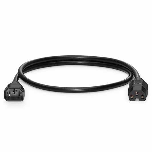FyberOptix 3ft (0.9m) IEC60320 C14 to IEC60320 C15 14AWG 250V/15A Power Cord, Black