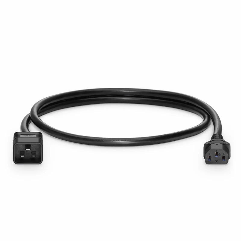 FyberOptix 3ft (0.9m) IEC60320 C20 to IEC60320 C13 14AWG 250V/15A Power Cord, Black