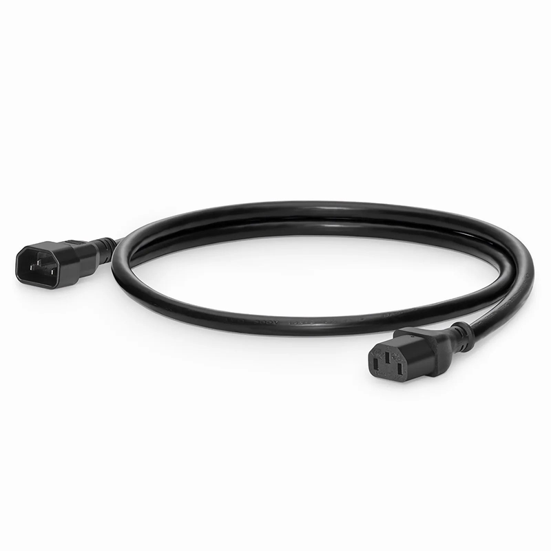 FyberOptix 3ft (0.9m) IEC60320 C14 to IEC60320 C13 18AWG 250V/10A Power Extension Cord, Black