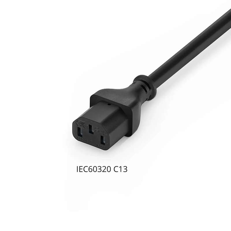 FyberOptix 3ft (0.9m) IEC60320 C14 to IEC60320 C13 18AWG 250V/10A Power Extension Cord, Black