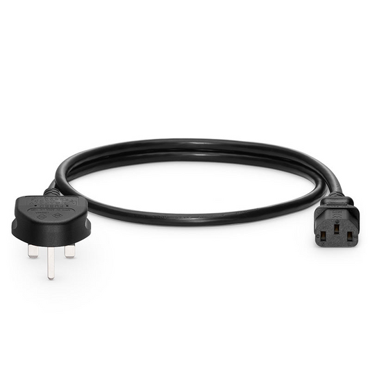 FyberOptix 6ft (1.8m) BS 1363 to IEC60320 C13 3 x 1.0mmÂ² 250V/10A Power Cord, Black