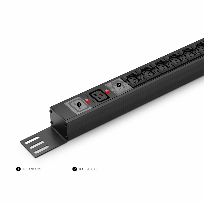 FyberOptix 7.36kW Single-Phase 32A/230V Basic Rack PDU, 20 x C13 & 4 x C19 Outlets, IEC309 32A 2P + E Plug, 10ft Cord, 0U Vertical