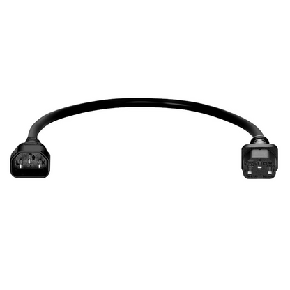 FyberOptix 1ft (0.3m) IEC60320 C14 to IEC60320 C13 Heavy-Duty 14AWG 250V/15A Power Extension Cord, Black