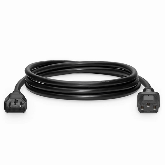 FyberOptix 10ft (3m) IEC60320 C14 to IEC60320 C13 18AWG 250V/10A Power Extension Cord, Black
