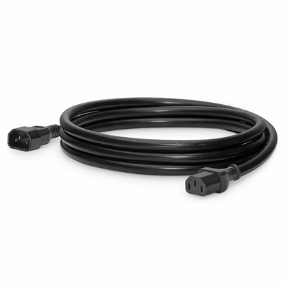 FyberOptix 10ft (3m) IEC60320 C14 to IEC60320 C13 18AWG 250V/10A Power Extension Cord, Black