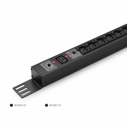 FyberOptix 7.36kW Single-Phase 32A/230V Basic Rack PDU, 20 x C13 & 4 x C19 Outlets, IEC309 32A 2P + E Plug, 10ft Cord, 0U Vertical