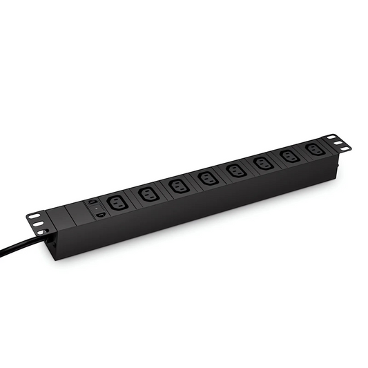 FyberOptix 1.20kW Single-Phase 10A/120V Basic Rack PDU, 8 x C13 Outlets, IEC320 C14 Plug, 10ft Cord, 1U Rack-Mount