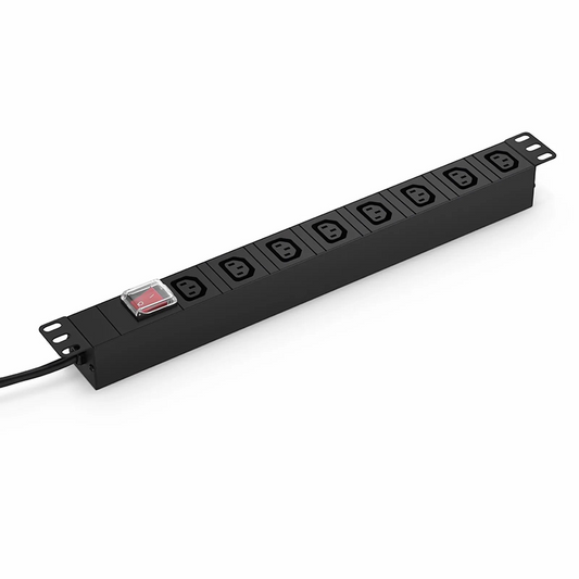 FyberOptix 1.8kW Single-Phase 16A/250V Basic Rack PDU, 8 x C13 Outlets, CEE7 Plug, 6.6ft Cord, 1U Rack-Mount