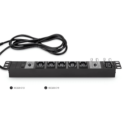FyberOptix 1.92kW Single-Phase 16A/120V Basic Rack PDU, 6 x C13 & 2 x C19 Outlets, IEC320 C20 Plug, 10ft Cord, 1U Rack-Mount