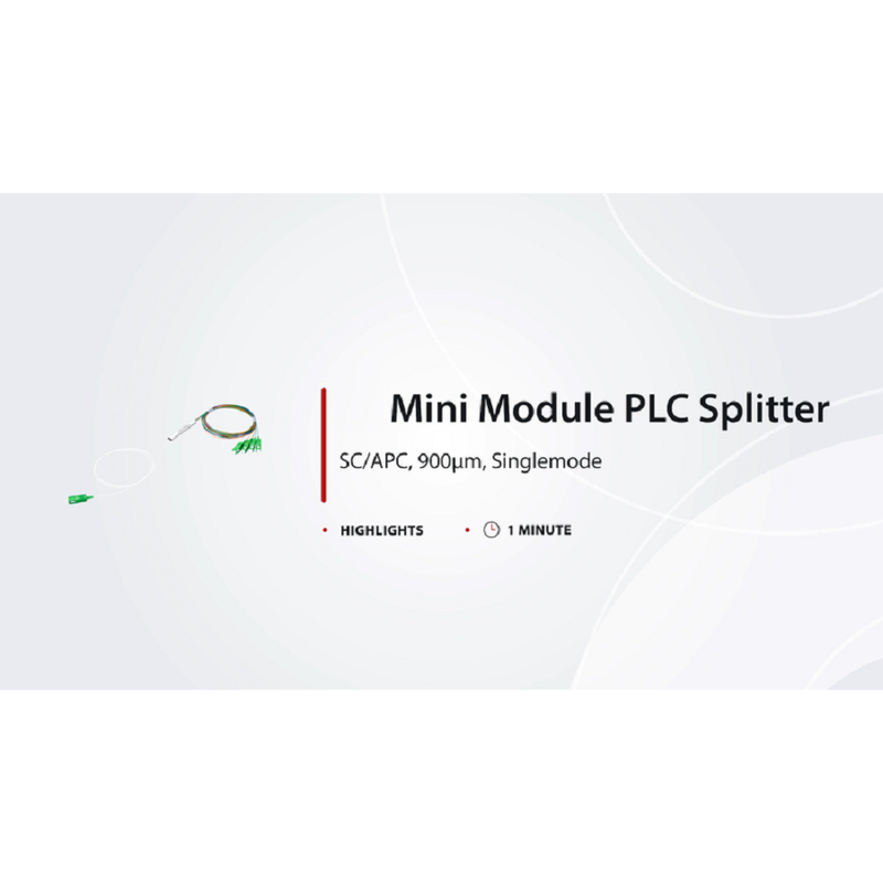FyberOptix 1 x 8 PLC Fiber Splitter, Mini Module, 900ÃŽÂ¼m, SC/APC, Singlemode