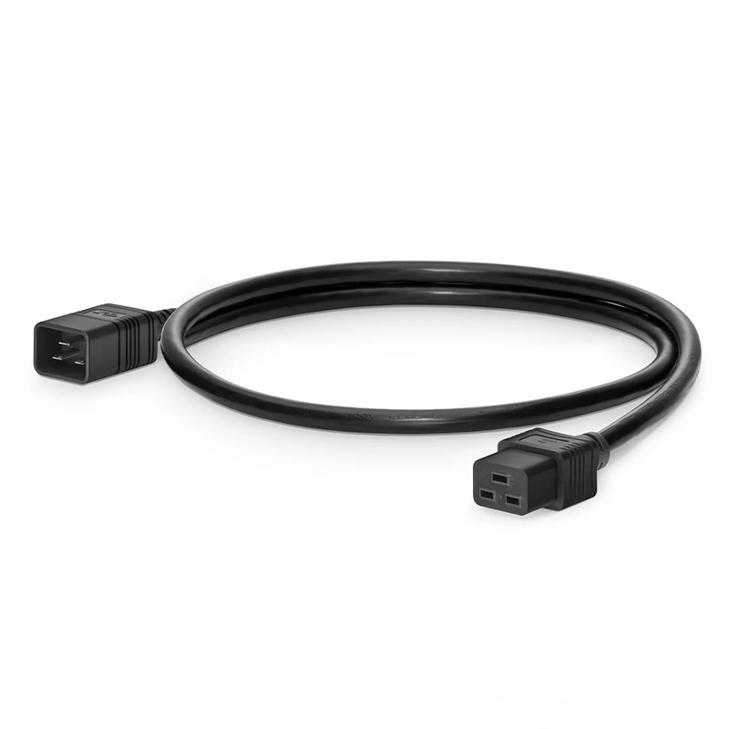 FyberOptix 4ft (1.2m) IEC60320 C20 to IEC60320 C19 12AWG 250V/20A Power Extension Cord, Black