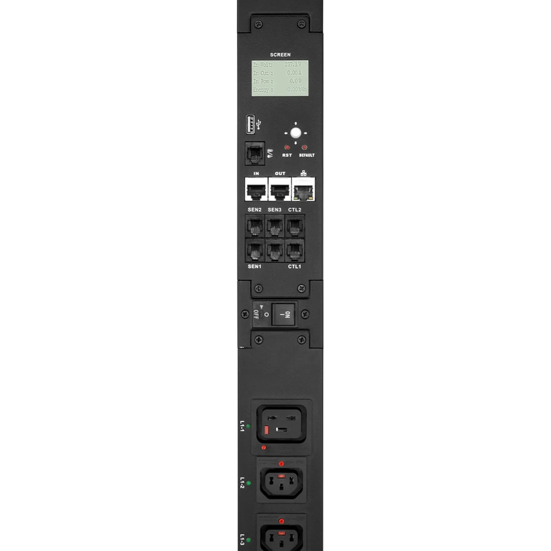 FyberOptix 7.20kW Single-Phase 30A/240V Switched Rack PDU, 21 x C13 & 3 x C19 Outlets, NEMA L6-30P Plug, 10ft Cord, 0U Vertical