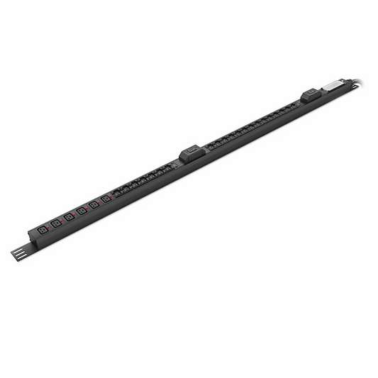 FyberOptix 14.49kW Single-Phase 63A/230V Basic Rack PDU, 21 x C13 & 6 x C19 Outlets, IEC309 63A 2P + E Plug, 10ft Cord, 0U Vertical
