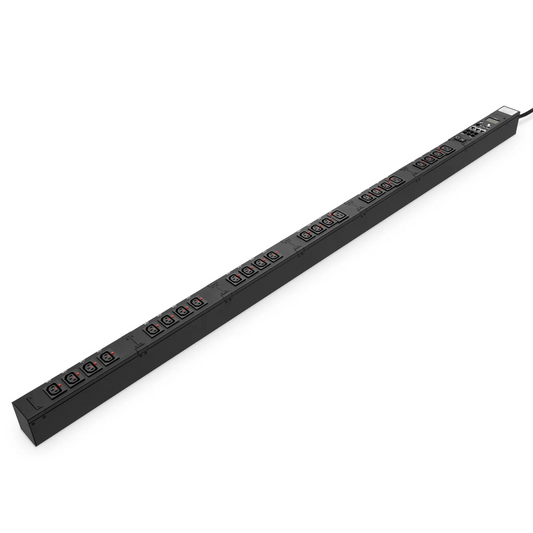 FyberOptix 7.20kW Single-Phase 30A/240V Switched Rack PDU, 21 x C13 & 3 x C19 Outlets, NEMA L6-30P Plug, 10ft Cord, 0U Vertical