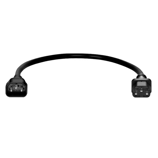 FyberOptix 1ft (0.3m) IEC60320 C14 to IEC60320 C13 Heavy-Duty 14AWG 250V/15A Power Extension Cord, Black