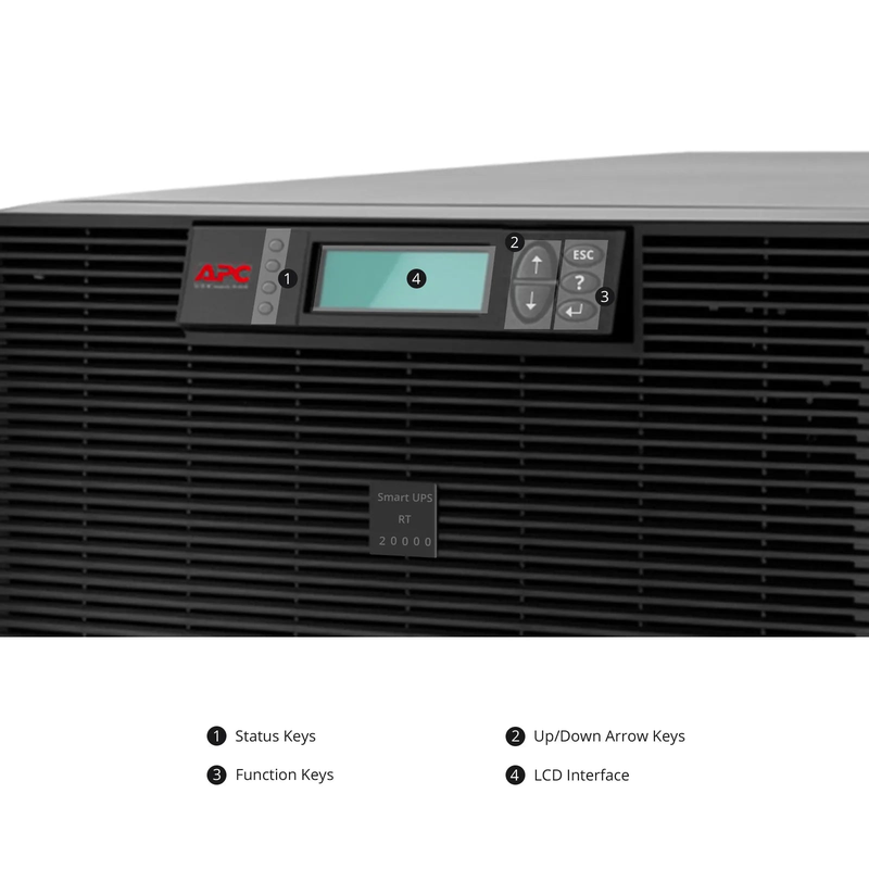 FyberOptix APC Smart-UPS RT, 20kVA/16kW, 208V, 4 x L6-20R & 2 x L6-30R NEMA Outlets, LCD & SmartSlot, 4 Replaceable Battery Modules Included, Rack 12U