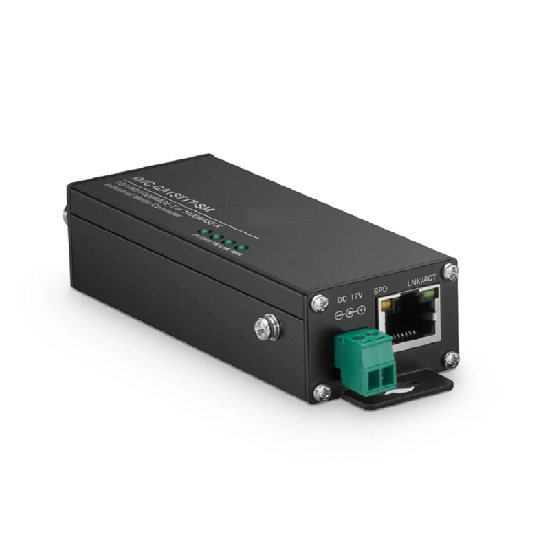 FyberOptix Mini Industrial Unmanaged 1x 10/100/1000Base-T RJ45 to 1x 1000Base-X Single Mode ST 1310nm 20km Gigabit Ethernet Media Converter, American Plug Standard