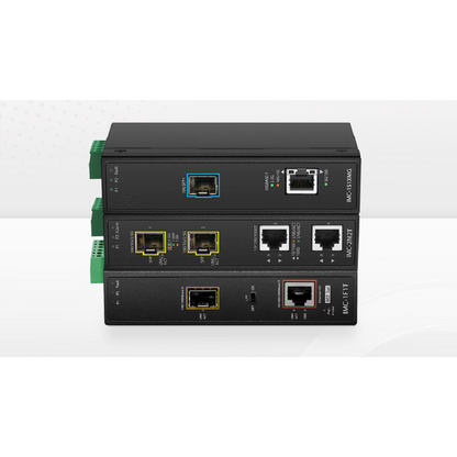 FyberOptix Industrial Unmanaged 2 x 10/100/1000Base-T RJ45 to 2 x 100/1000/2500Base-X SFP Gigabit Ethernet Media Converter