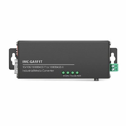FyberOptix Mini Industrial Unmanaged 1x 10/100/1000Base-T RJ45 to 1x 1000Base-X SFP Gigabit Ethernet Media Converter, European Plug Standard
