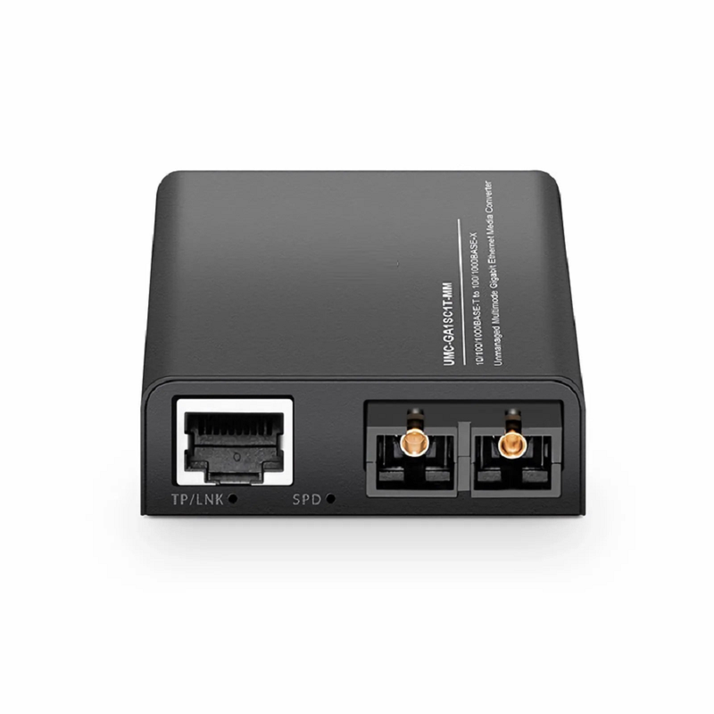 FyberOptix Mini Unmanaged 1x 10/100/1000Base-T RJ45 to 1x 100/1000Base-X Multimode SC 850nm 220/550m Gigabit Ethernet Media Converter, European Plug Standard