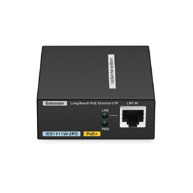FyberOptix IES1111W-2PD, 1-Port 10/100M Fast Ethernet Long Reach PoE over UTP Extender, 1 x 10/100BASE-T RJ45 Input to 1 x PoE+ Output, -20 to 70Â°C Operating Temperature